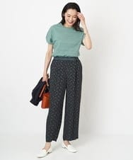PZLGU48270 GEORGES RECH(ジョルジュ・レッシュ) ジャガードフラワー柄ストレートパンツ グリーン×ブラック