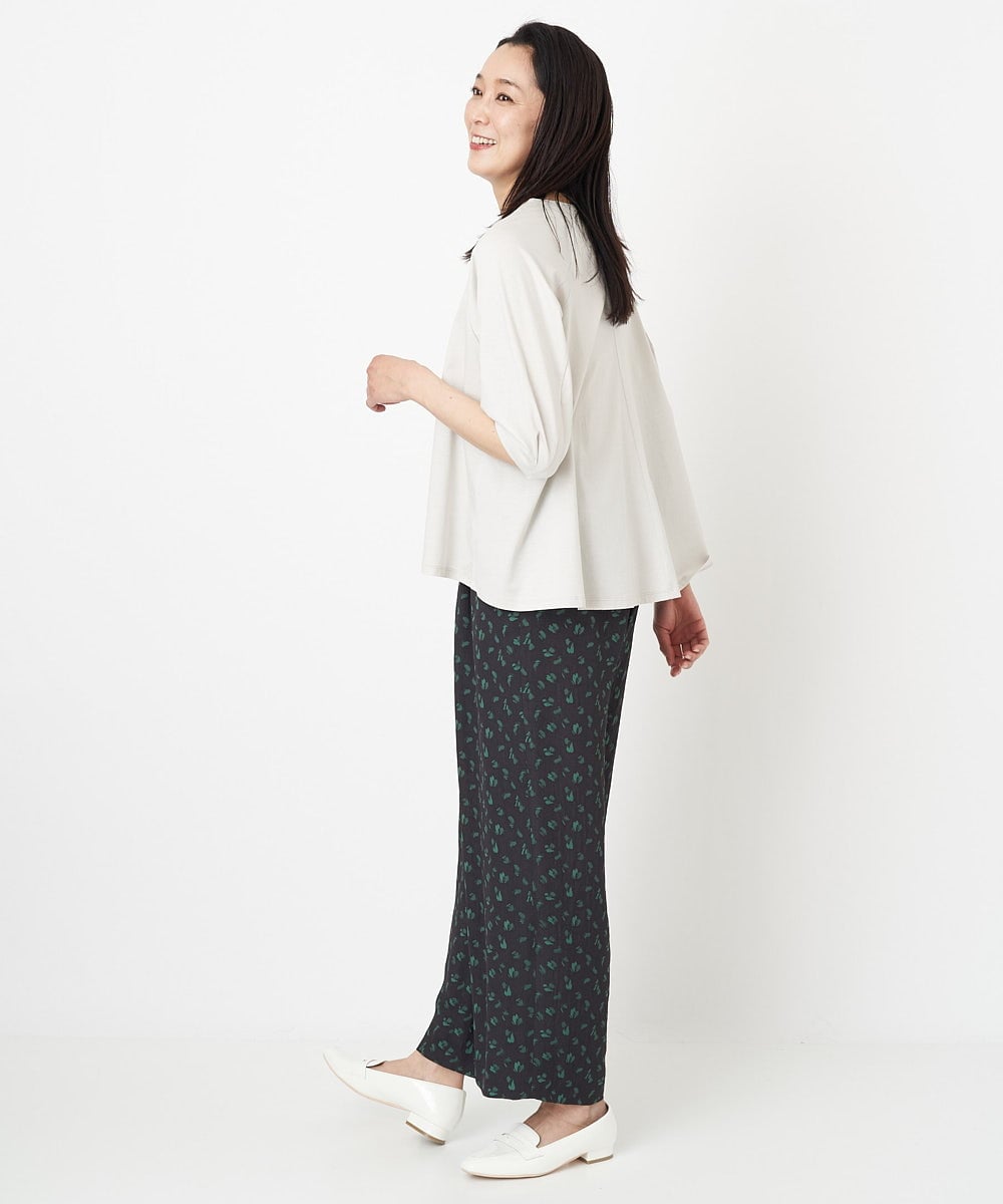 PZLGU48270 GEORGES RECH(ジョルジュ・レッシュ) ジャガードフラワー柄ストレートパンツ グリーン×ブラック