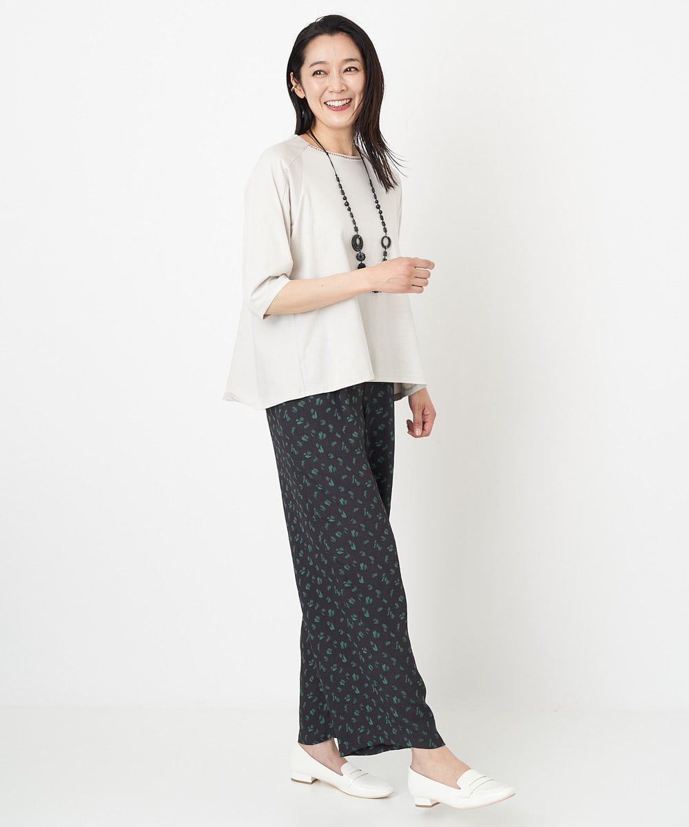 PZLGU48270 GEORGES RECH(ジョルジュ・レッシュ) ジャガードフラワー柄ストレートパンツ グリーン×ブラック