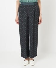 PZLGU48270 GEORGES RECH(ジョルジュ・レッシュ) ジャガードフラワー柄ストレートパンツ グリーン×ブラック