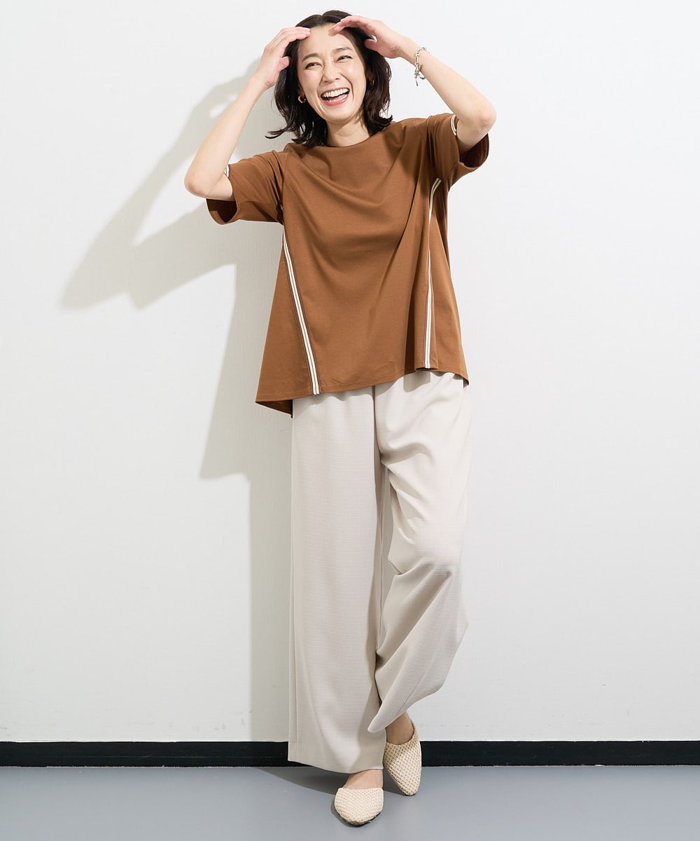 PZLGV59250 GEORGES RECH(ジョルジュ・レッシュ)  [日本製]スラブキャタピラーストレートパンツ ベージュ