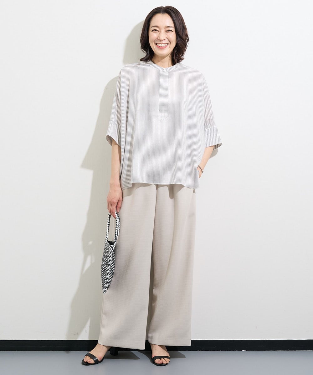 PZLGV59250 GEORGES RECH(ジョルジュ・レッシュ)  [日本製]スラブキャタピラーストレートパンツ ベージュ