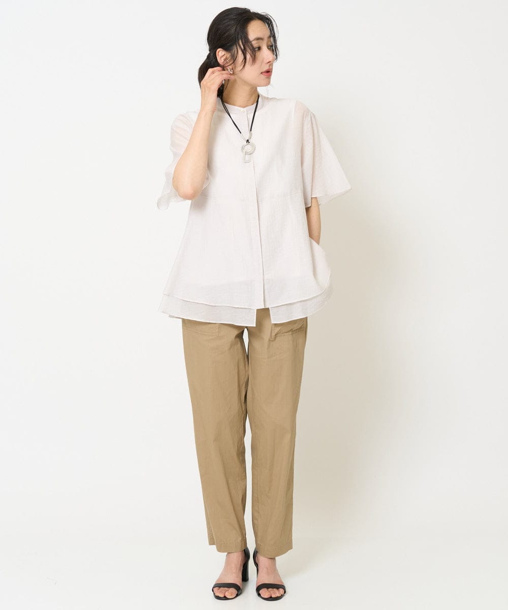 PZLHA61240 GEORGES RECH(ジョルジュ・レッシュ) [接触冷感]ストレッチテーパードベイカーパンツ カーキ