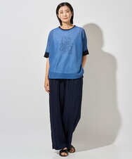 PZLHD46250 GEORGES RECH(ジョルジュ・レッシュ) ランダムピンストライプドビーバレルパンツ ネイビー