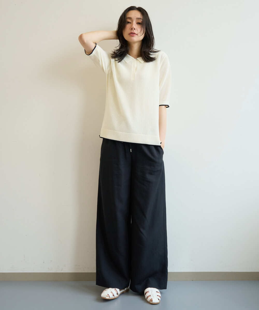 PZLHE70230 GEORGES RECH(ジョルジュ・レッシュ) リネン混リラックスワイドパンツ ベージュ