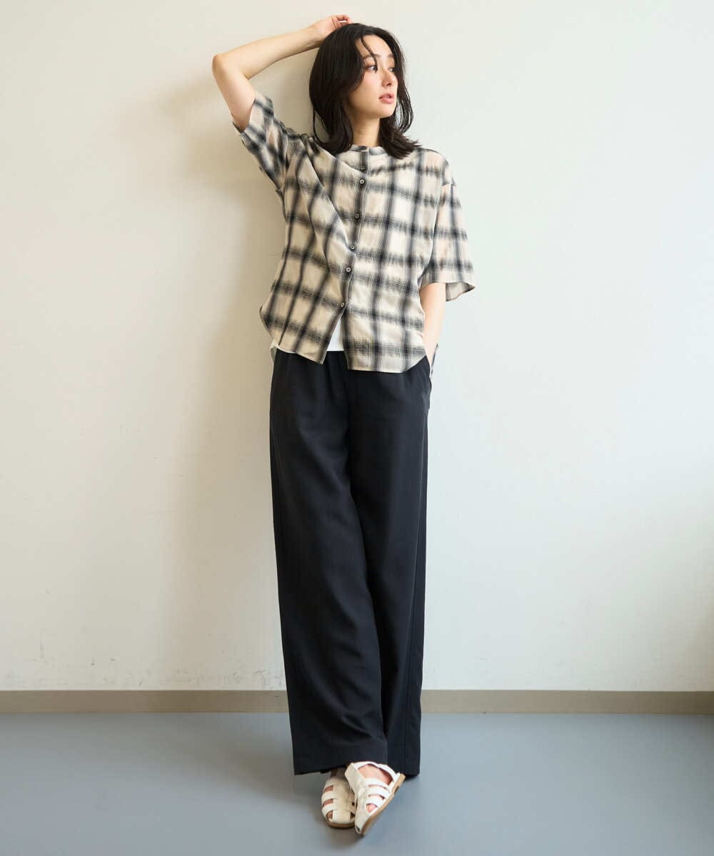 PZLHE70230 GEORGES RECH(ジョルジュ・レッシュ) リネン混リラックスワイドパンツ ベージュ