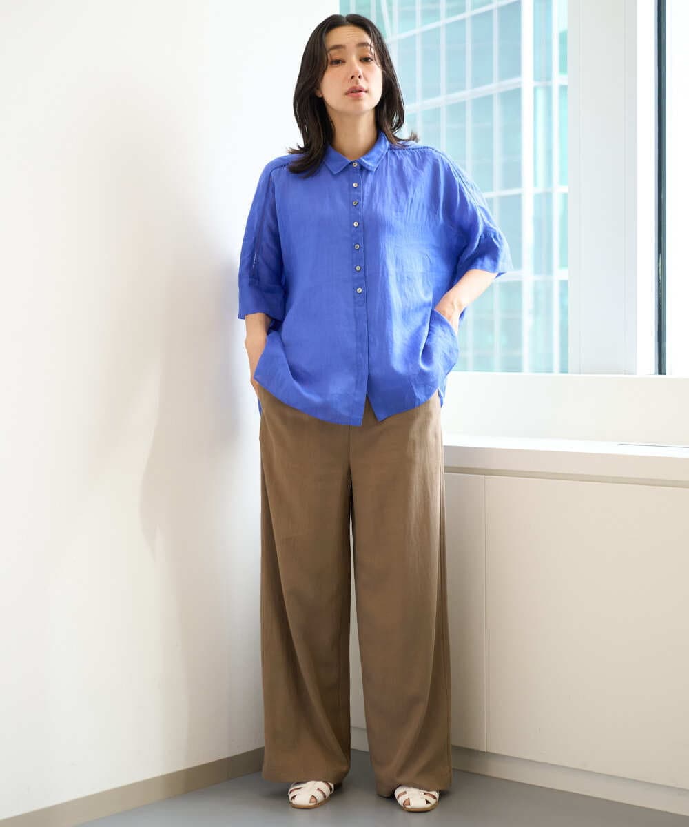 PZLHE70230 GEORGES RECH(ジョルジュ・レッシュ) リネン混リラックスワイドパンツ ベージュ