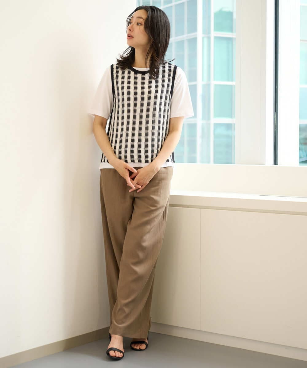 PZLHE70230 GEORGES RECH(ジョルジュ・レッシュ) リネン混リラックスワイドパンツ ベージュ