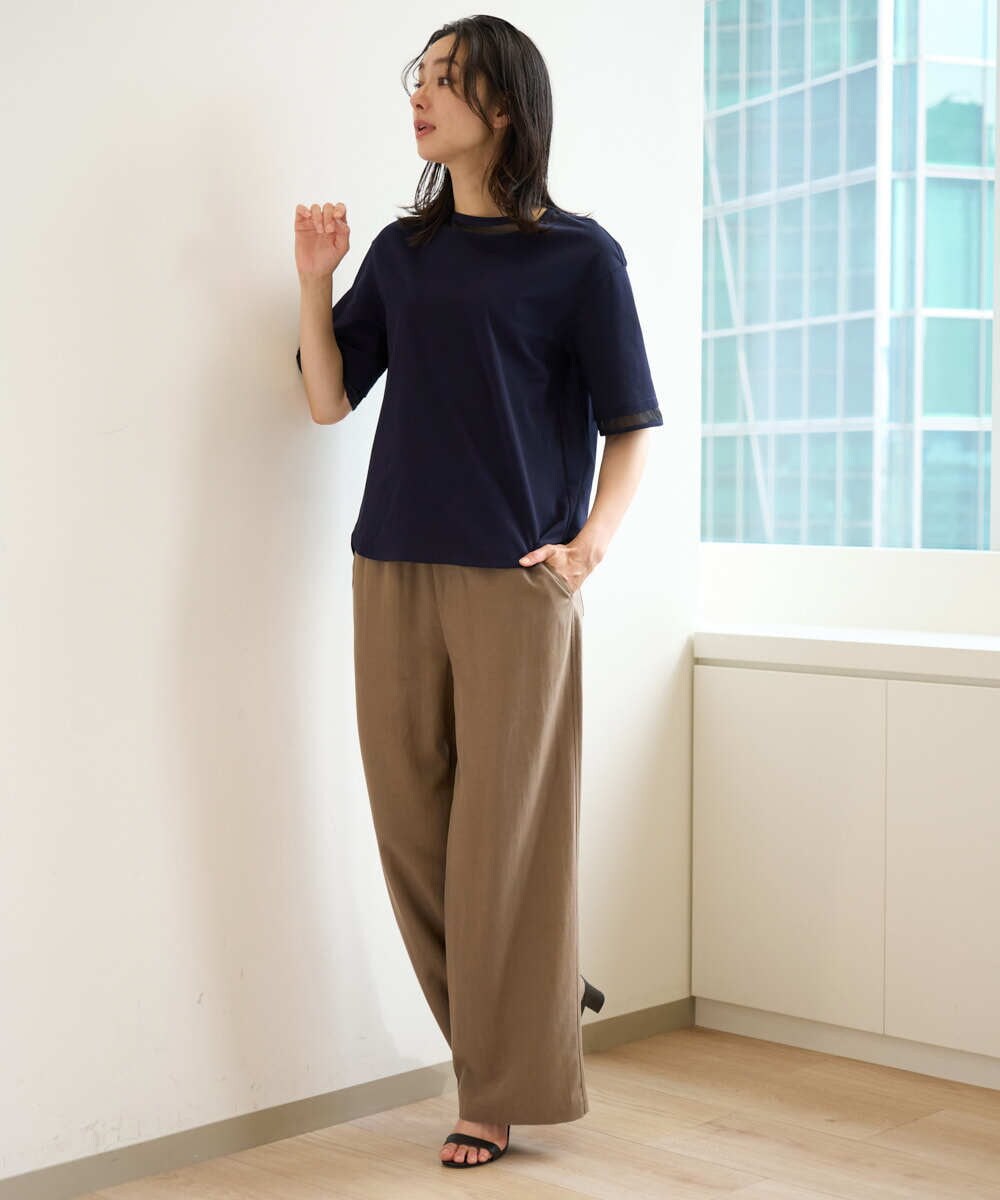 PZLHE70230 GEORGES RECH(ジョルジュ・レッシュ) リネン混リラックスワイドパンツ ベージュ