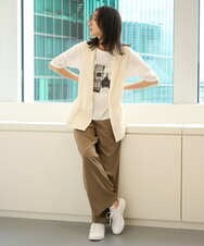 PZLHE70230 GEORGES RECH(ジョルジュ・レッシュ) リネン混リラックスワイドパンツ ベージュ