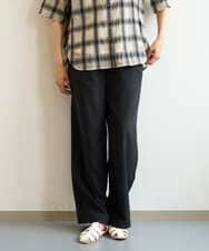 PZLHE70230 GEORGES RECH(ジョルジュ・レッシュ) リネン混リラックスワイドパンツ ブラック