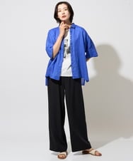 PZLHE70230 GEORGES RECH(ジョルジュ・レッシュ) リネン混リラックスワイドパンツ ブラック