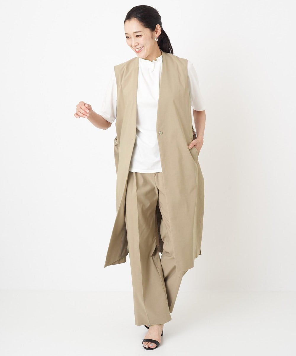 PZLHT01230 GEORGES RECH(ジョルジュ・レッシュ)  [セットアップ対応]スマッシュリネンワンタックストレートパンツ カーキ