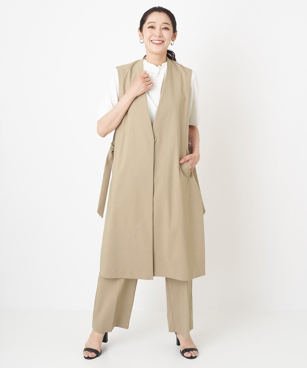 PZLHT01230 GEORGES RECH(ジョルジュ・レッシュ)  [セットアップ対応]スマッシュリネンワンタックストレートパンツ カーキ
