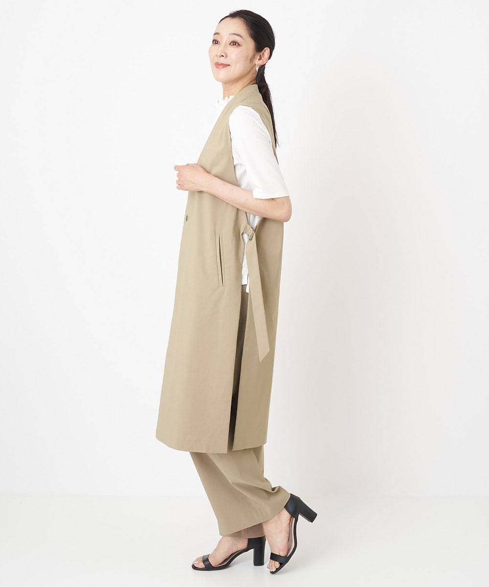 PZLHT01230 GEORGES RECH(ジョルジュ・レッシュ)  [セットアップ対応]スマッシュリネンワンタックストレートパンツ カーキ