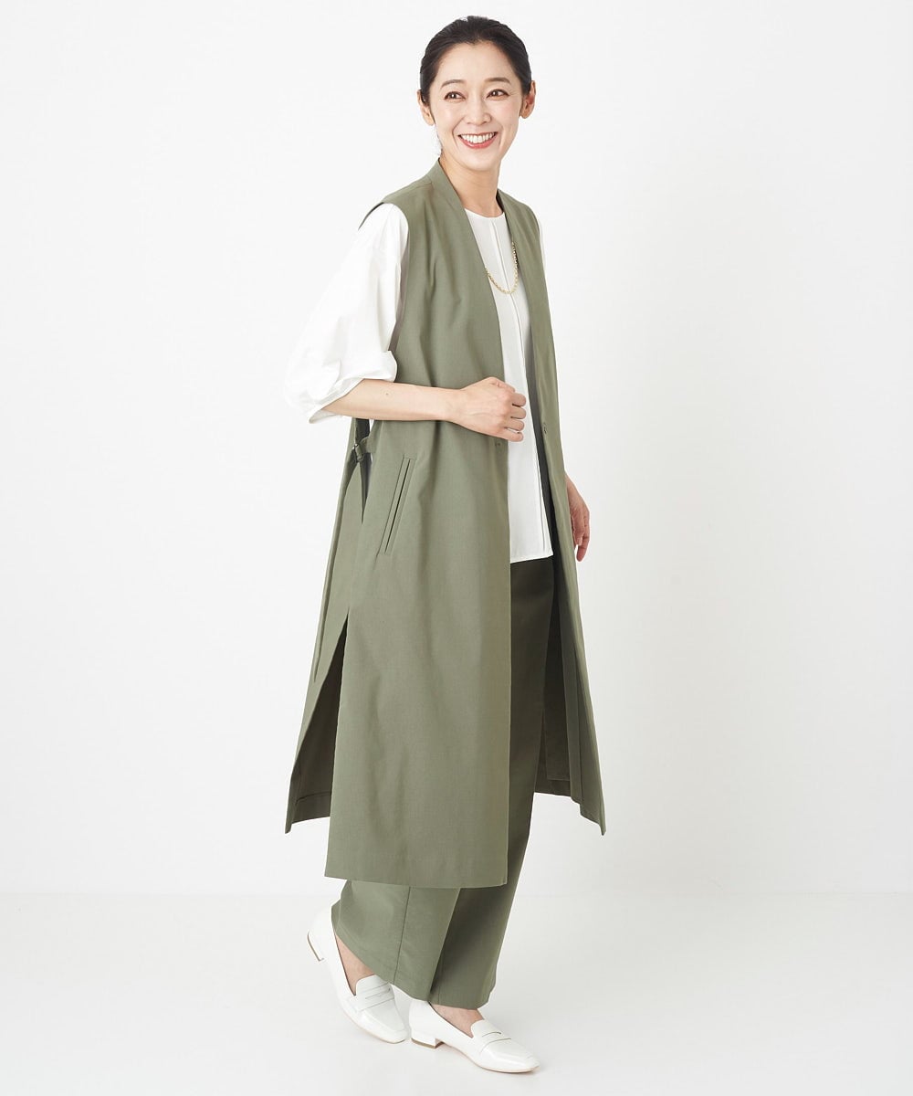 PZLHT01230 GEORGES RECH(ジョルジュ・レッシュ)  [セットアップ対応]スマッシュリネンワンタックストレートパンツ カーキ