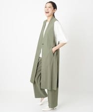 PZLHT01230 GEORGES RECH(ジョルジュ・レッシュ)  [セットアップ対応]スマッシュリネンワンタックストレートパンツ カーキ