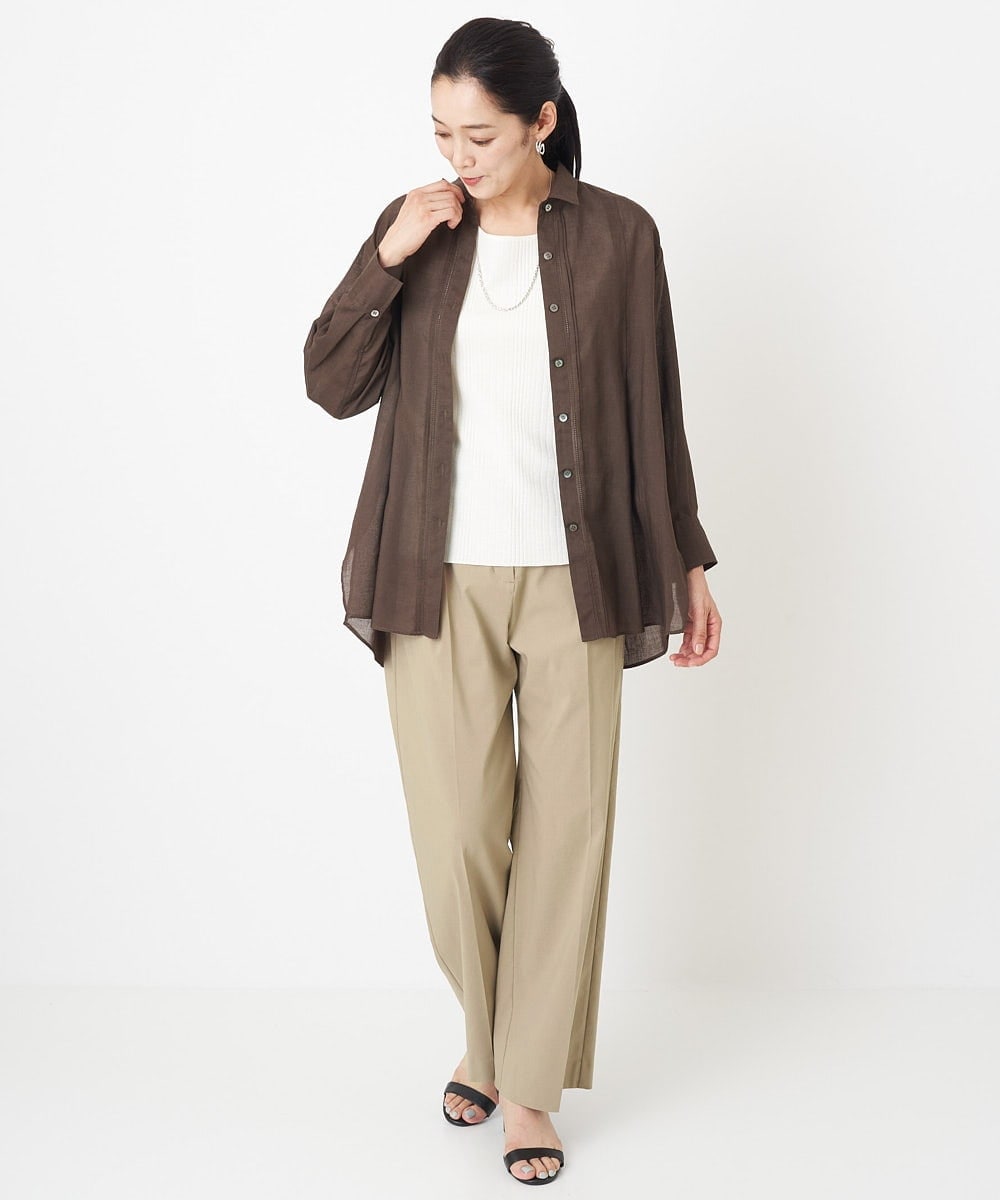 PZLHT01230 GEORGES RECH(ジョルジュ・レッシュ)  [セットアップ対応]スマッシュリネンワンタックストレートパンツ カーキ