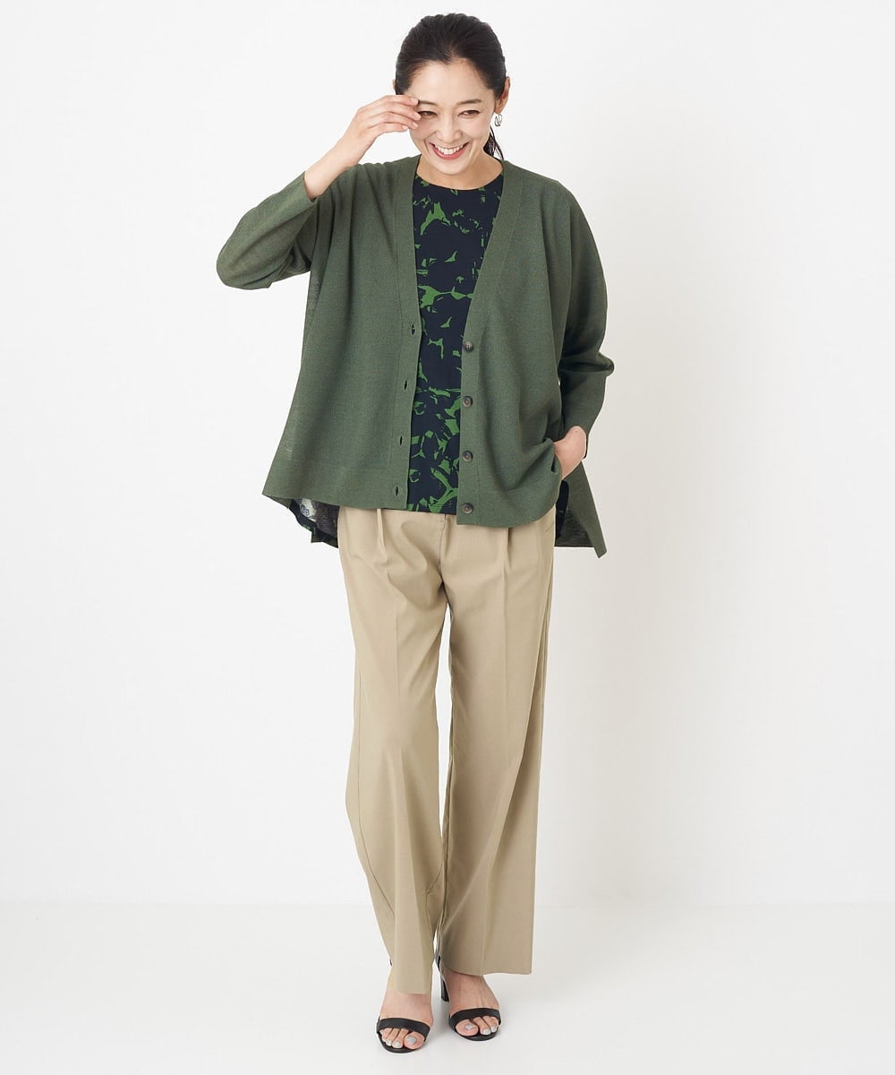 PZLHT01230 GEORGES RECH(ジョルジュ・レッシュ)  [セットアップ対応]スマッシュリネンワンタックストレートパンツ カーキ