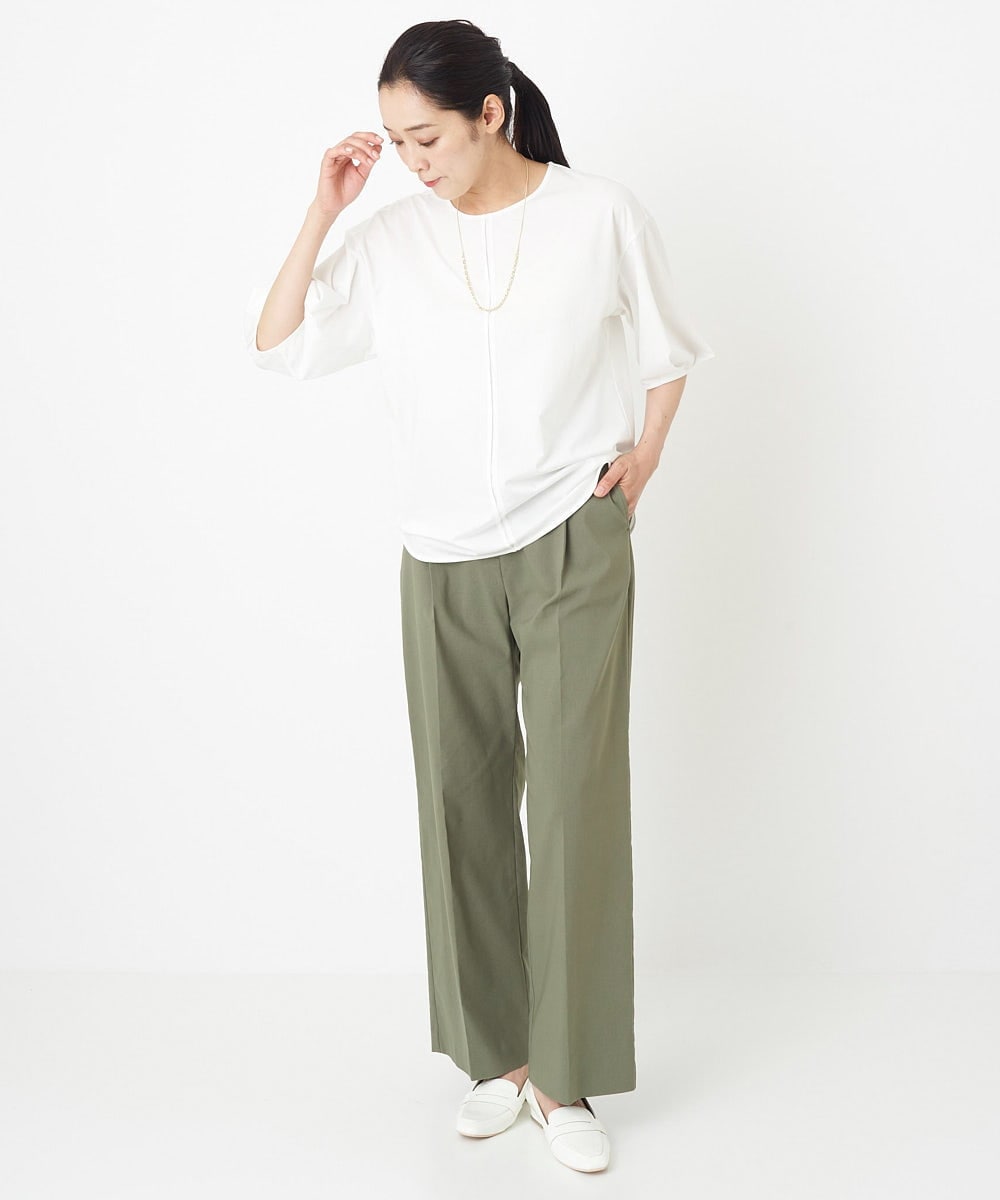 PZLHT01230 GEORGES RECH(ジョルジュ・レッシュ)  [セットアップ対応]スマッシュリネンワンタックストレートパンツ カーキ