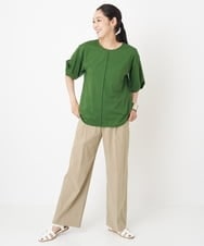 PZLHT01230 GEORGES RECH(ジョルジュ・レッシュ)  [セットアップ対応]スマッシュリネンワンタックストレートパンツ カーキ