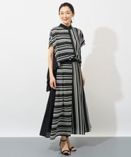 PZLHW34390 GEORGES RECH(ジョルジュ・レッシュ)  [セットアップ対応]ランダムストライプサイドプリーツパンツ ブラック