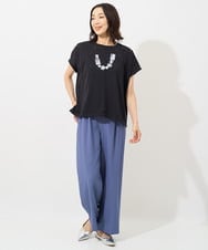 PZLHX37210 GEORGES RECH(ジョルジュ・レッシュ)  [日本製]ツイルタックワイドストレートパンツ ブルー