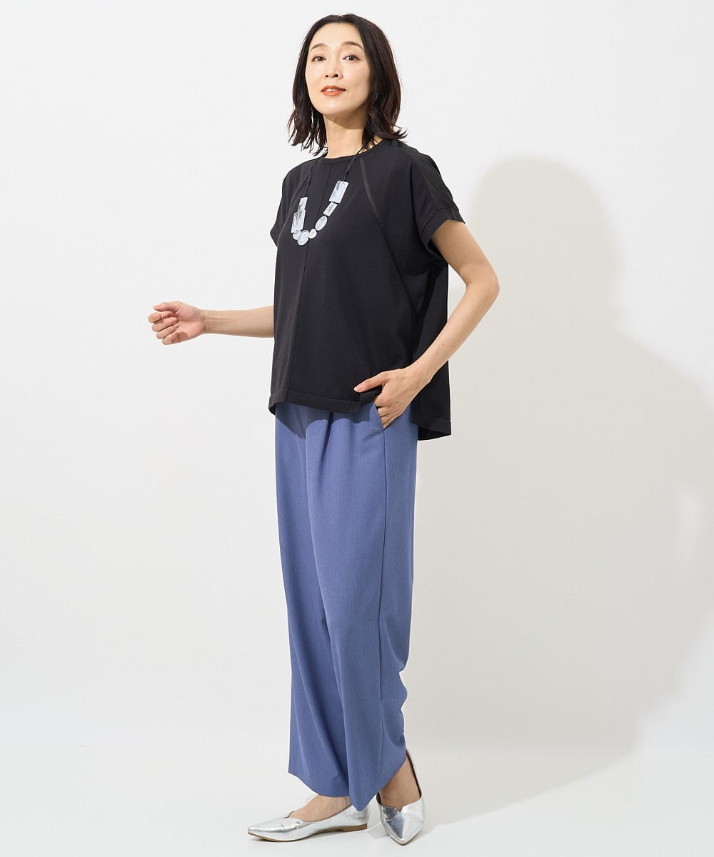 PZLHX37210 GEORGES RECH(ジョルジュ・レッシュ)  [日本製]ツイルタックワイドストレートパンツ ブルー