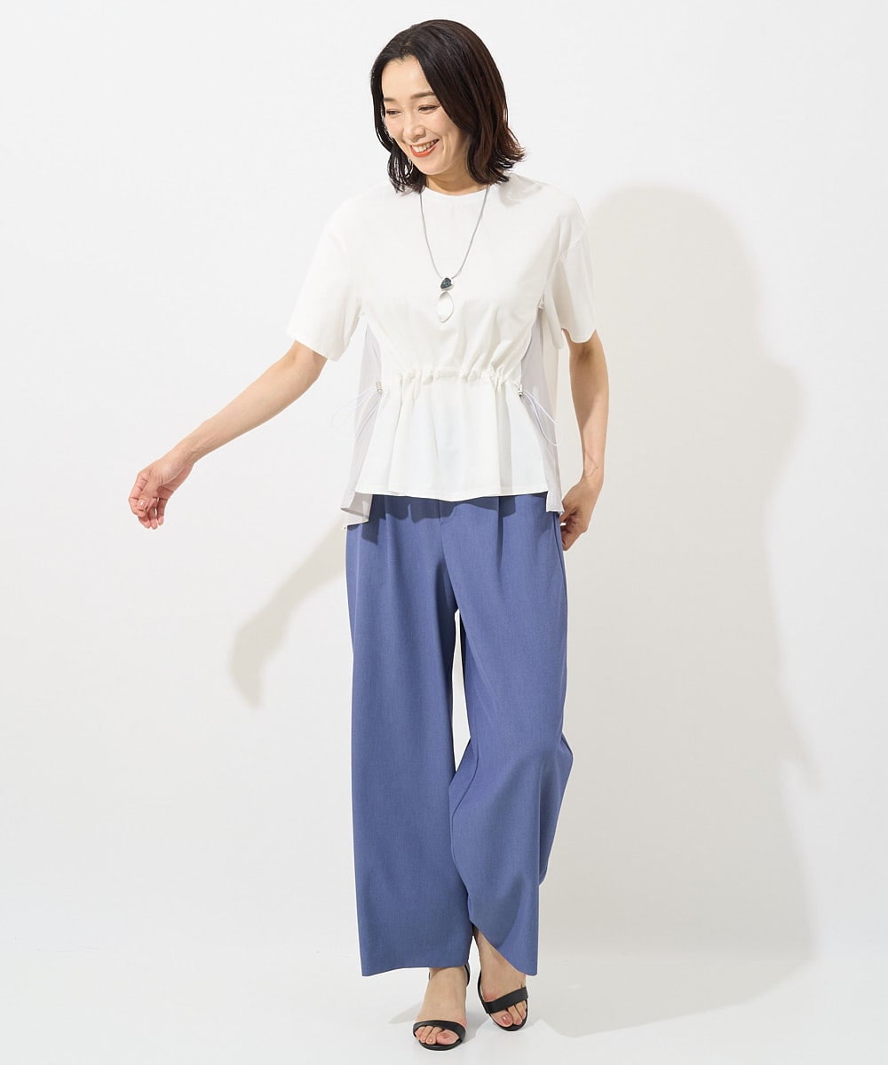 PZLHX37210 GEORGES RECH(ジョルジュ・レッシュ)  [日本製]ツイルタックワイドストレートパンツ ブルー