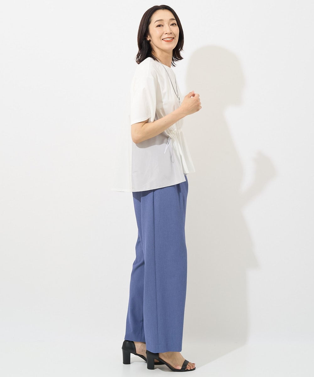 PZLHX37210 GEORGES RECH(ジョルジュ・レッシュ)  [日本製]ツイルタックワイドストレートパンツ ブルー