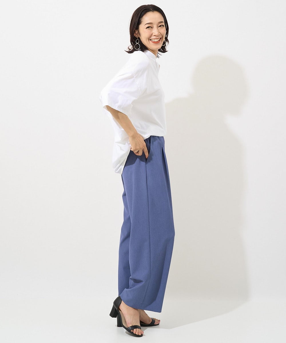 PZLHX37210 GEORGES RECH(ジョルジュ・レッシュ)  [日本製]ツイルタックワイドストレートパンツ ブルー