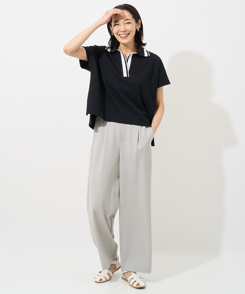 PZLHX37210 GEORGES RECH(ジョルジュ・レッシュ)  [日本製]ツイルタックワイドストレートパンツ ブルー
