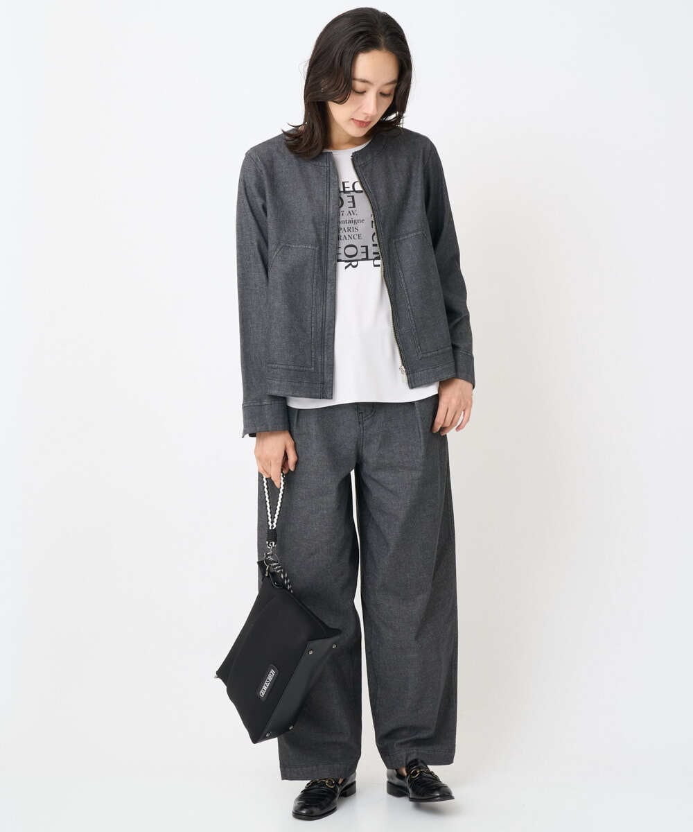 PZLJB40290 GEORGES RECH(ジョルジュ・レッシュ)  [セットアップ対応]バレルワイドブラックデニムパンツ ブラック