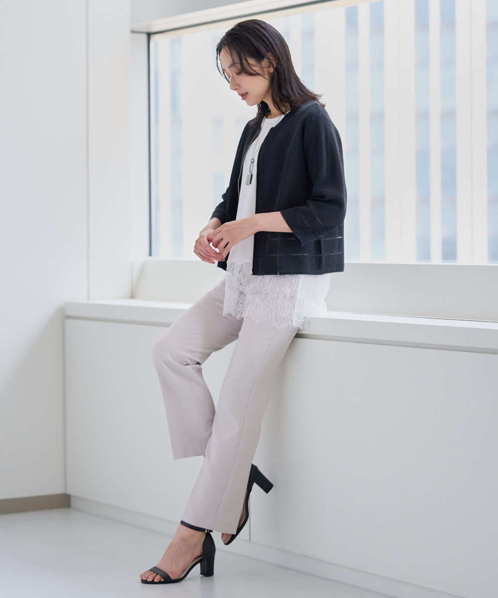 PZLJE09230 GEORGES RECH(ジョルジュ・レッシュ)  [日本製]セミフレアスティックパンツ ベージュ