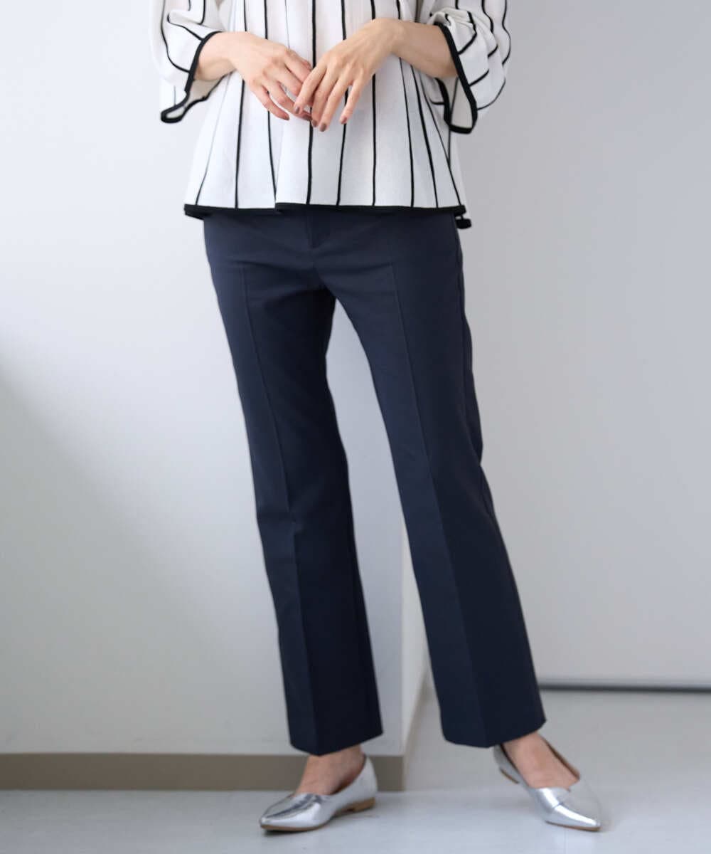PZLJE09230 GEORGES RECH(ジョルジュ・レッシュ)  [日本製]セミフレアスティックパンツ ネイビーブラック