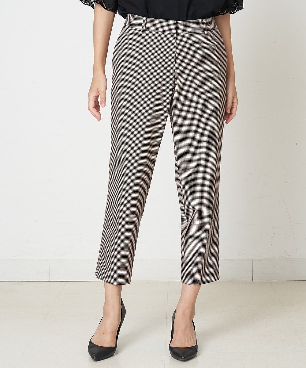 PZLJP35210 GEORGES RECH(ジョルジュ・レッシュ) 千鳥柄テーパードパンツ ブラウン