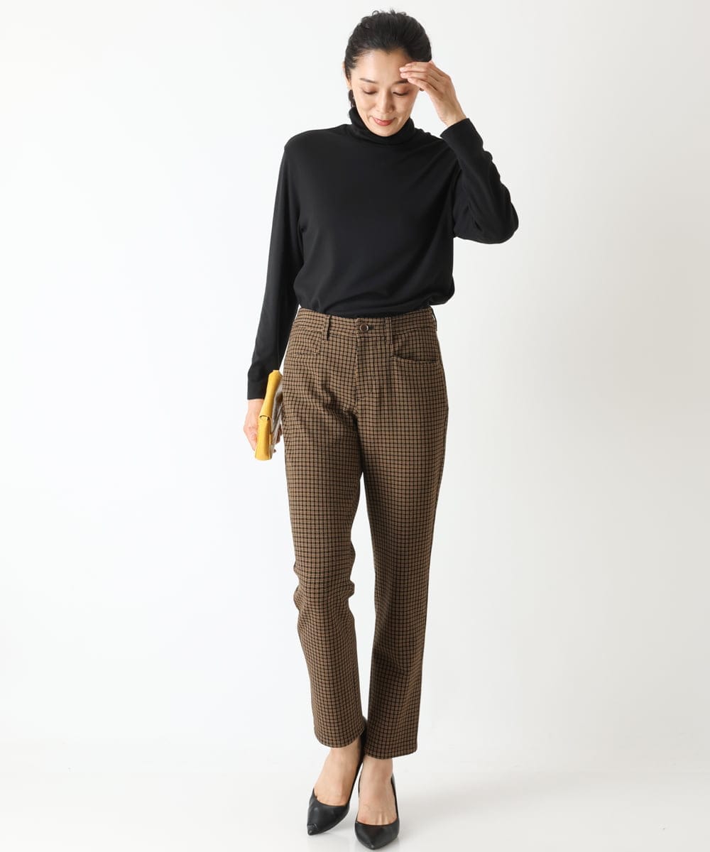 PZLJQ45210 GEORGES RECH(ジョルジュ・レッシュ) 【美脚】チェックスティックパンツ ブラウン