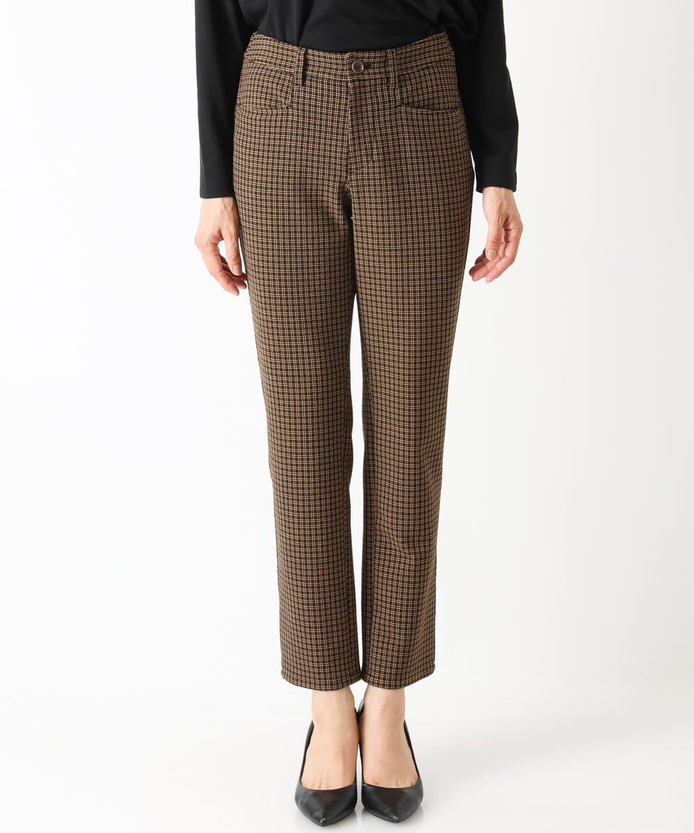 PZLJQ45210 GEORGES RECH(ジョルジュ・レッシュ) 【美脚】チェックスティックパンツ ブラウン