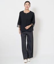 PZLJS21250 GEORGES RECH(ジョルジュ・レッシュ) [速乾/日本製]ストライプワイドパンツ ブラック