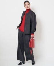 PZLJS21250 GEORGES RECH(ジョルジュ・レッシュ) [速乾/日本製]ストライプワイドパンツ ブラック
