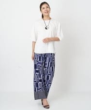 PZLJT31330 GEORGES RECH(ジョルジュ・レッシュ)  [日本製]ジオメトリックストレートワイドパンツ ブルー