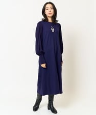 PZPAB03390 GEORGES RECH(ジョルジュ・レッシュ) ウールスムースジャージーボリュームスリーブワンピース ブルー