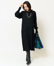 PZPAB03390 GEORGES RECH(ジョルジュ・レッシュ) ウールスムースジャージーボリュームスリーブワンピース ブラック