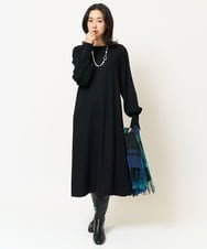 PZPAB03390 GEORGES RECH(ジョルジュ・レッシュ) ウールスムースジャージーボリュームスリーブワンピース ブラック