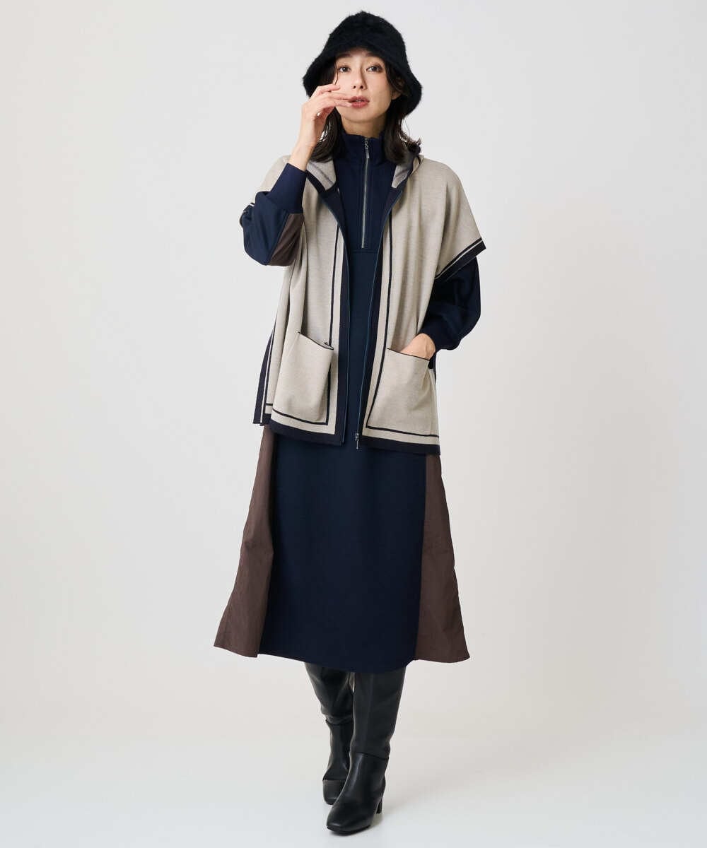 PZPAD01390 GEORGES RECH(ジョルジュ・レッシュ) ダンボールタフタドッキングワンピース ブラック