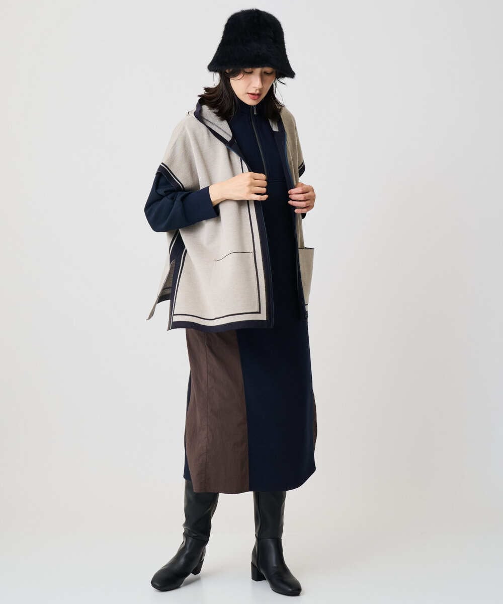 PZPAD01390 GEORGES RECH(ジョルジュ・レッシュ) ダンボールタフタドッキングワンピース ブラック