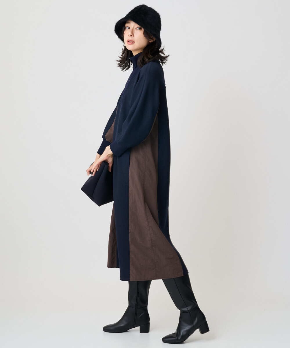 PZPAD01390 GEORGES RECH(ジョルジュ・レッシュ) ダンボールタフタドッキングワンピース ブラック