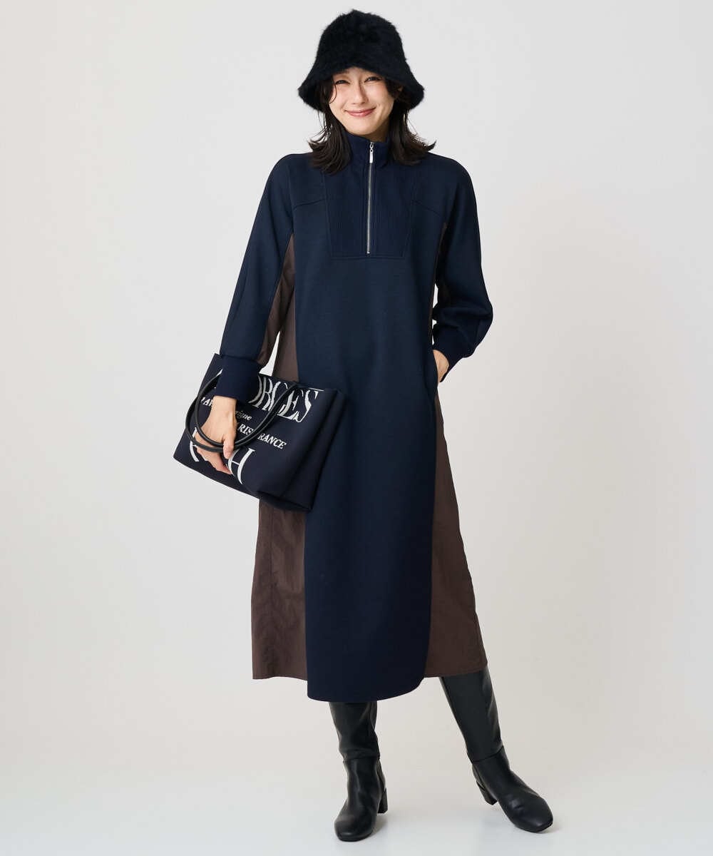 PZPAD01390 GEORGES RECH(ジョルジュ・レッシュ) ダンボールタフタドッキングワンピース ブラック