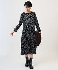 PZPAD22450 GEORGES RECH(ジョルジュ・レッシュ)  [日本製]ダブルフェイスロゴワンピース ブラック系