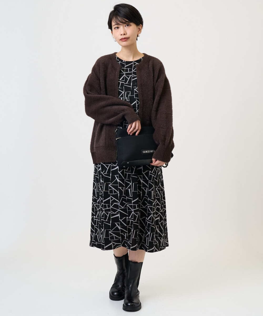 PZPAD22450 GEORGES RECH(ジョルジュ・レッシュ)  [日本製]ダブルフェイスロゴワンピース ブラック系